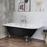 Freistehende Eck-Badewanne mit einer Rückenschräge,  1685mm x 750mm Linksbündig in Schwarz mit Füßen in Chrom - Halb - Hudson Reed