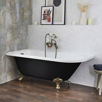 Freistehende Eck-Badewanne mit einer Rückenschräge,  1685mm x 750mm Linksbündig in Schwarz mit Füßen in gebürstetem Gold - Halb - Hudson Reed