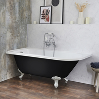 Freistehende Eck-Badewanne mit einer Rückenschräge,  1685mm x 750mm Linksbündig in Schwarz mit Füßen in Weiß - Halb - Hudson Reed