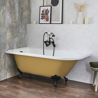 Freistehende Eck-Badewanne mit einer Rückenschrägen,  1685mm x 750mm Linksbündig in Gelb (Honey Yellow) mit Füßen in Schwarz - Oxford