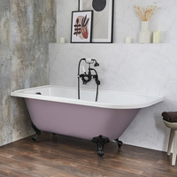 Freistehende Eck-Badewanne mit einer Rückenschrägen,  1685mm x 750mm Linksbündig in Lila (Lupin Purple) mit Füßen in Schwarz - Oxford