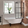 Freistehende Eck-Badewanne mit Gittermusteraufsatz,  1685mm x 750mm,  Füße in Schwarz – Links- oder Rechtsbündig – Oxford Hudson Reed