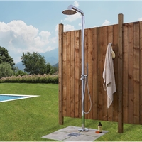Freistehende Gartendusche mit Handbrause und Regenduschkopf,  Chrom - Sevilla