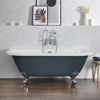 Freistehende Vorwand-Badewanne,  2 personen,  1685mm x 780mm in Blau mit Füßen in Chrom - Richmond von Hudson Reed