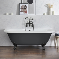 Freistehende Vorwand-Badewanne,  2 personen,  1685mm x 780mm in Grau mit Füßen in Schwarz - Richmond von Hudson Reed