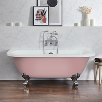 Freistehende Vorwand-Badewanne,  2 personen,  1685mm x 780mm in Rosa mit Füßen in Chrom - Richmond von Hudson Reed