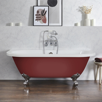 Freistehende Vorwand-Badewanne,  2 personen,  1685mm x 780mm in Rot mit Füßen in Chrom - Richmond von Hudson Reed