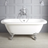 Freistehende Vorwand-Badewanne mit zwei Rückenschrägen,  1685mm x 780mm,  Mittelablauf - Füße wählbar - Richmond