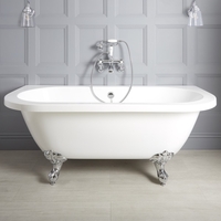 Freistehende Vorwand-Badewanne mit zwei Rückenschrägen,  1685mm x 780mm,  Mittelablauf - Füße wählbar - Richmond