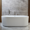 Geriffelte freistehende Badewanne mit Wannenrand & zwei Rückenschrägen 1700mm x 800mm inkl. Überlaufs (Weiß) – Florence