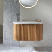 Geriffelter Waschtischunterschrank mit gebogener Front (Hängend) 800mm ohne Aufsatzwaschbecken - Eiche – Chalton