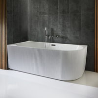 Gerillte Eck-Badewanne 170cm x 80cm Linksbündig,  mit zwei Rückenschrägen - Florence Hudson Reed