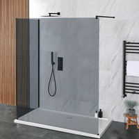 Getönte Walk-In Dusche in Schwarz mit 2 Seiten,  Duschtasse in Weiß,  von 110cm x 70cm – Nox-Luna Hudson Reed