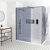 Getönte Walk-In Dusche,  Schwarz,  Eckeinbau - inkl. 1600mm x 800mm Duschwanne mit niedrigem Profil und Trockenbereich – Nox-Luna