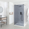 Getönte Walk-In Duschwand,  Schwarz,  freistehend - inkl. Duschwanne mit niedrigem Profil – wählbare Größe – Nox-Luna