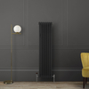 Gliederheizkörper (2-säulig),  vertikal 1500mm x 380mm Grau (Carbon Grey) - Hudson Reed Regent