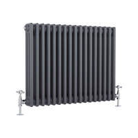 Gliederheizkörper Horizontal 3 Säulen Nostalgie Anthrazit 1386W 600x765mm,  von Hudson Reed