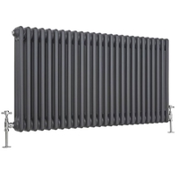 Gliederheizkörper Horizontal 3 Säulen Nostalgie Anthrazit 600 x 1193mm 1900W,  von Hudson Reed