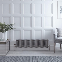 Gliederheizkörper Horizontal 3 Säulen Nostalgie Rohmetall 300mm x 1190mm 1058W - Regent