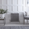 Gliederheizkörper Horizontal 3 Säulen Nostalgie Rohmetall 600mm x 605mm 950W - Regent