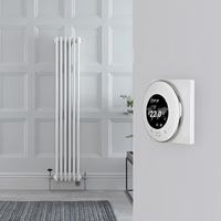 Gliederheizkörper Mischbetrieb (3-säulig) vertikal 1500mm x 290mm inkl. 1000W Heizelement,  Ventile in Chrom mit rundem ThermostatWeiß - Regent