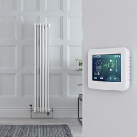 Gliederheizkörper Mischbetrieb (3-säulig) vertikal 1500mm x 290mm inkl. 1000W Heizelement,  Ventile in Chrom mit Touchscreen ThermostatWeiß - Regent