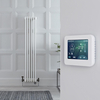 Gliederheizkörper Mischbetrieb vertikal 1500mm x 290mm inkl. 1000W Heizelement,  Ventile in antikem Messing mit Touchscreen Thermostat - Regent