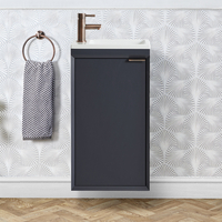 Gäste-WC Waschtischunterschrank hängend mit Waschbecken 40cm,  Anthrazit - Farbe und Design der Griffe wählbar - Edge Hudson Reed