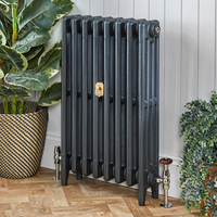 Gusseisen-Heizkörper (4-Säulen),  mit Füßen - Höhe 76cm,  Breite auswählbar – antike Silber -Optik – Mercury Hudson Reed