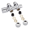 Hahnblock Heizkörperventil Gerade Manuell Chrom inkl. Multiadapter für 14mm Kupferrohre im Set