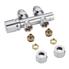 Hahnblock Heizkörperventil Gerade Manuell Chrom inkl. Multiadapter für 14mm Mehrschichtverbundrohre im Set