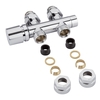 Hahnblock Heizkörperventil Gerade Manuell Chrom inkl. Multiadapter für 15mm Kupferrohre im Set