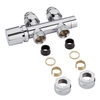 Hahnblock Heizkörperventil Gerade Manuell Chrom inkl. Multiadapter für 16mm Kupferrohre im Set