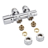 Hahnblock Heizkörperventil Gerade Manuell Chrom inkl. Multiadapter für 16mm Mehrschichtverbundrohre im Set