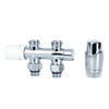 Hahnblock Heizkörperventil Gerade Manuell Chrom/Weiß inkl. Multiadapter für 15mm Kupferrohre,  von Hudson Reed