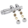 Hahnblock Heizkörperventil Gerade Manuell Chrom/Weiß inkl. Multiadapter für 16mm Mehrschichtverbundrohre,  von Hudson Reed