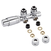 Hahnblock Heizkörperwinkelventil Manuell & thermostatisch Chrom/Weiß inkl. Multiadapter für 12mm Kupferrohre,  von Hudson Reed
