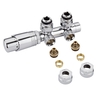 Hahnblock Heizkörperwinkelventil Manuell & thermostatisch Chrom/Weiß inkl. Multiadapter für 14mm Multiverbundrohre,  von Hudson Reed