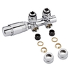 Hahnblock Heizkörperwinkelventil Manuell & thermostatisch Chrom/Weiß inkl. Multiadapter für 15mm Kupferrohre,  von Hudson Reed