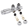 Hahnblock Heizkörperwinkelventil Manuell & thermostatisch Chrom/Weiß inkl. Multiadapter für 16mm Kupferrohre,  von Hudson Reed