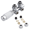 Hahnblock Heizkörperwinkelventil Manuell & thermostatisch Weiß inkl. Multiadapter für 14mm Kupferrohre,  von Hudson Reed