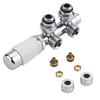 Hahnblock Heizkörperwinkelventil Manuell & thermostatisch Weiß inkl. Multiadapter für 14mm Multiverbundrohre,  von Hudson Reed