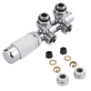 Hahnblock Heizkörperwinkelventil Manuell & thermostatisch Weiß inkl. Multiadapter für 15mm Kupferrohre,  von Hudson Reed