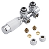 Hahnblock Heizkörperwinkelventil Manuell & thermostatisch Weiß inkl. Multiadapter für 16mm Multiverbundrohre,  von Hudson Reed