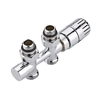 Hahnblock-Thermostatventil,  Durchgang,  Mittelanschluss,  Eurokonus Adapter für 16mm Kupferrohr,  Chrom