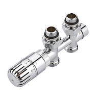 Hahnblock-Ventil,  Durchgang,  Mittelanschluss,  thermostatisch,  Eurokonus Adapter für 12mm Kupferrohr,  Chrom