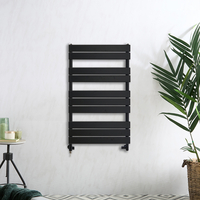 Handtuchheizkörper Mischbetrieb - 975mm x 600mm - inkl. 600W Heizelement,  inkl. Ventile für den Mischbetrieb - Schwarz - Lustro