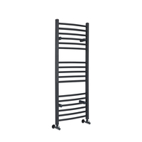 Handtuchwärmer Gebogen 120x50cm 594W Anthrazit Standardanschluss seitlich Warmwasser – Artle,  von Hudson Reed