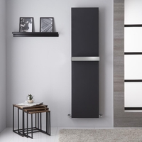 Heizkörper Design Flach 180x45cm mit Handtuchstange 923W Mittelanschluss Anthrazit - Hudson Reed