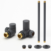Heizkörper-Eckventilset & Rohrstücke für 15mm Kupferrohre,  in Anthrazit - Hudson Reed